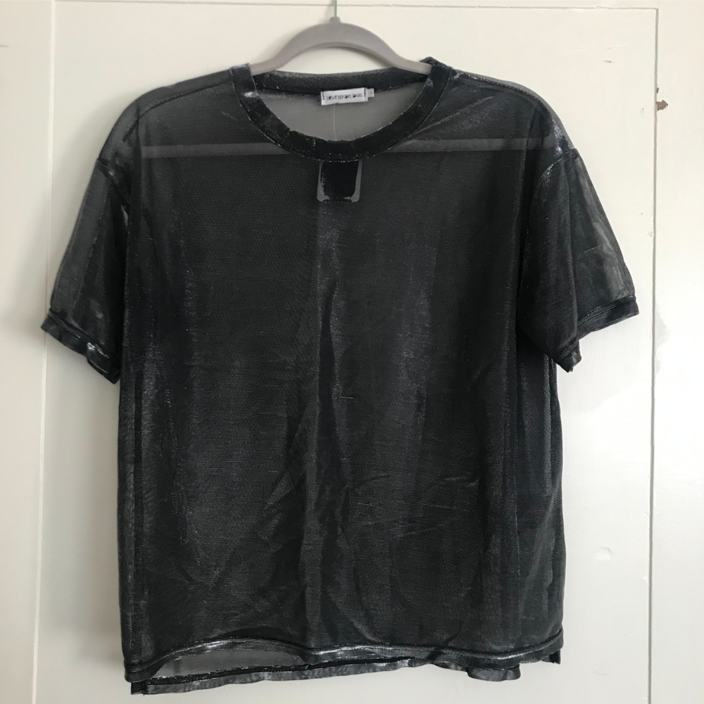 *NWT* U.O. Sheer Metallic Black Shirt